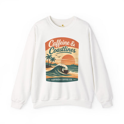 Kopikoa Caffeine and Coastlines – Unisex Crewneck Sweatshirt
