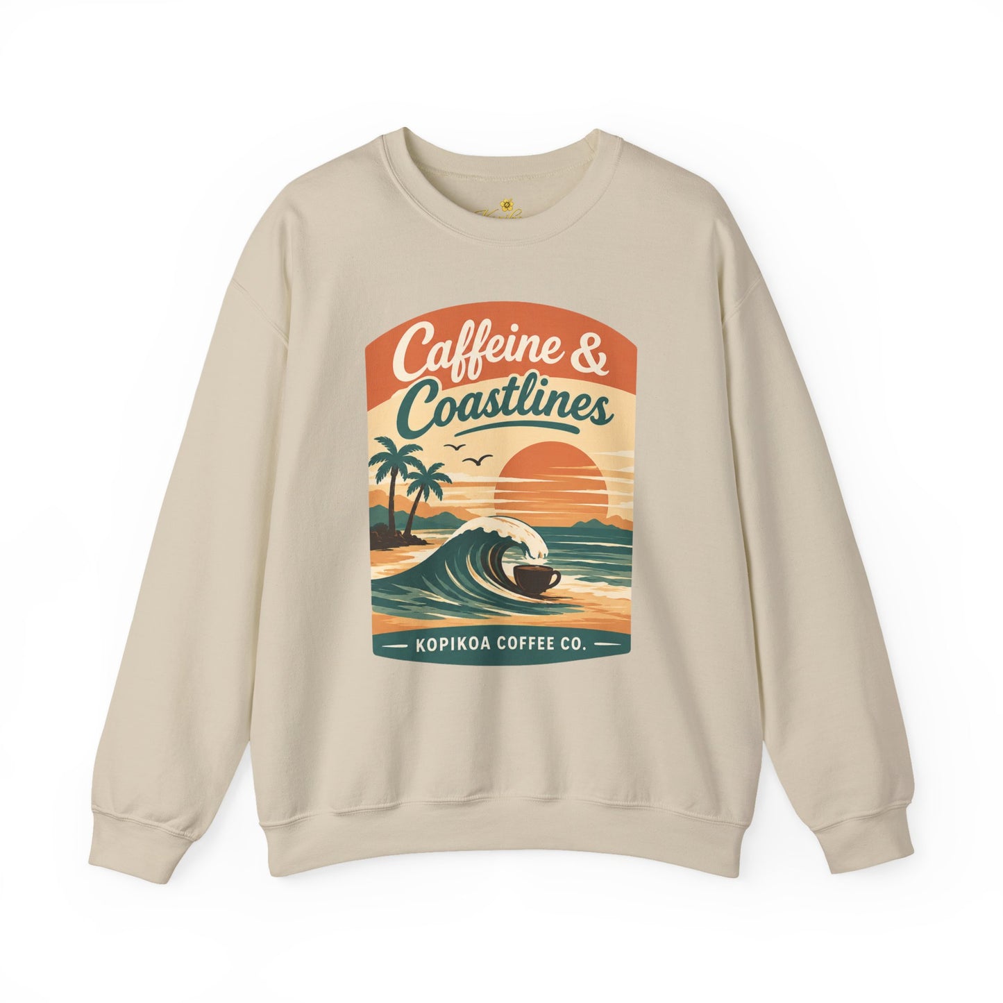 Kopikoa Caffeine and Coastlines – Unisex Crewneck Sweatshirt