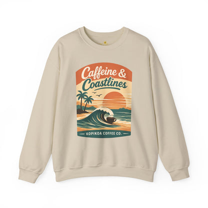 Kopikoa Caffeine and Coastlines – Unisex Crewneck Sweatshirt