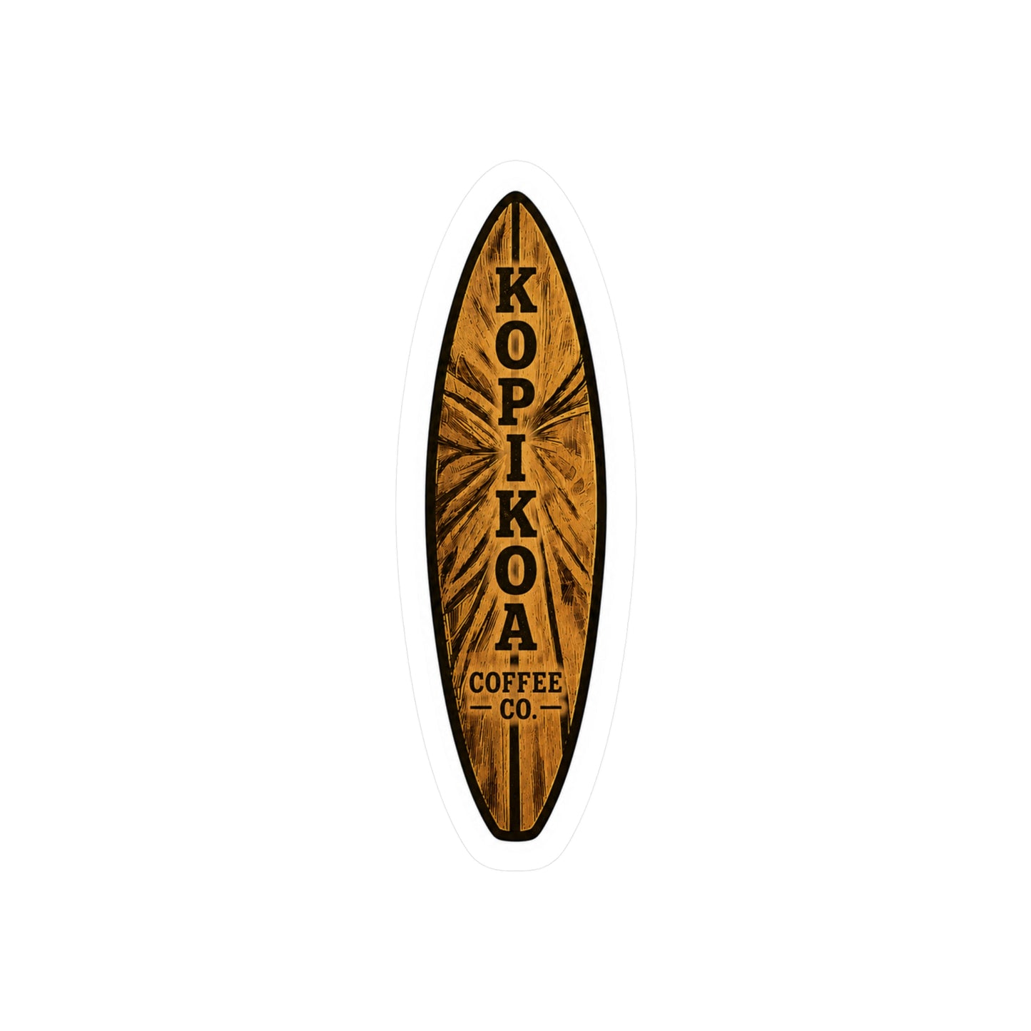 Kopikoa Surfboard Coffee Vinyl Sticker — Kiss-Cut Decal