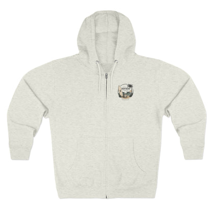 Zip Hoodie — Kopikoa Surf & Sip Coffee Co. Vintage Surfboard Design