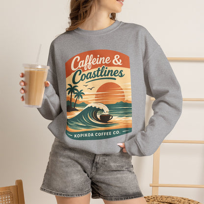 Kopikoa Caffeine and Coastlines – Unisex Crewneck Sweatshirt