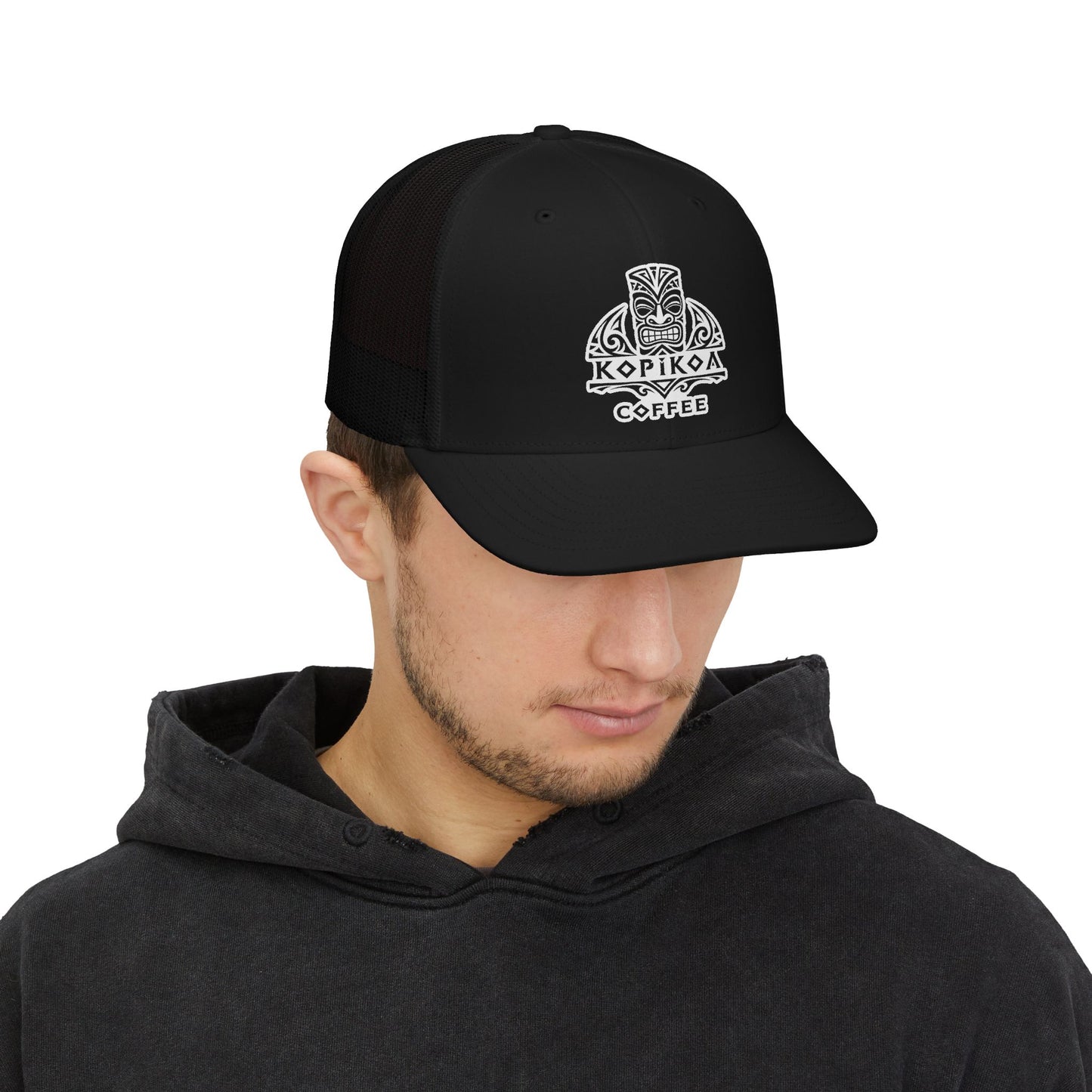 Kopikoa Tiki Logo Embroidered Trucker Cap — Snapback Hat