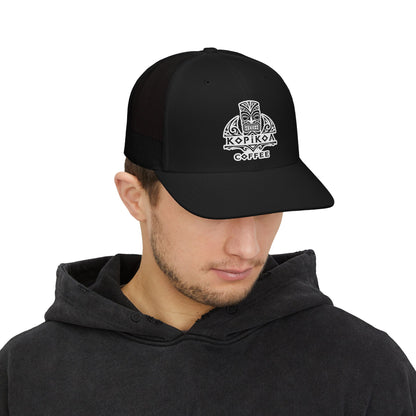 Kopikoa Tiki Logo Embroidered Trucker Cap — Snapback Hat