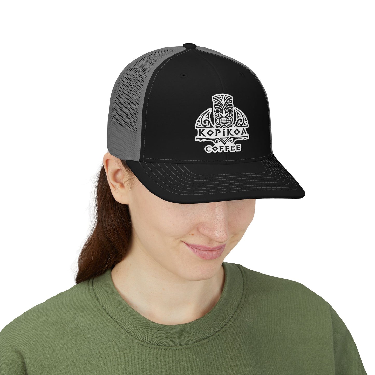 Kopikoa Tiki Logo Embroidered Trucker Cap — Snapback Hat
