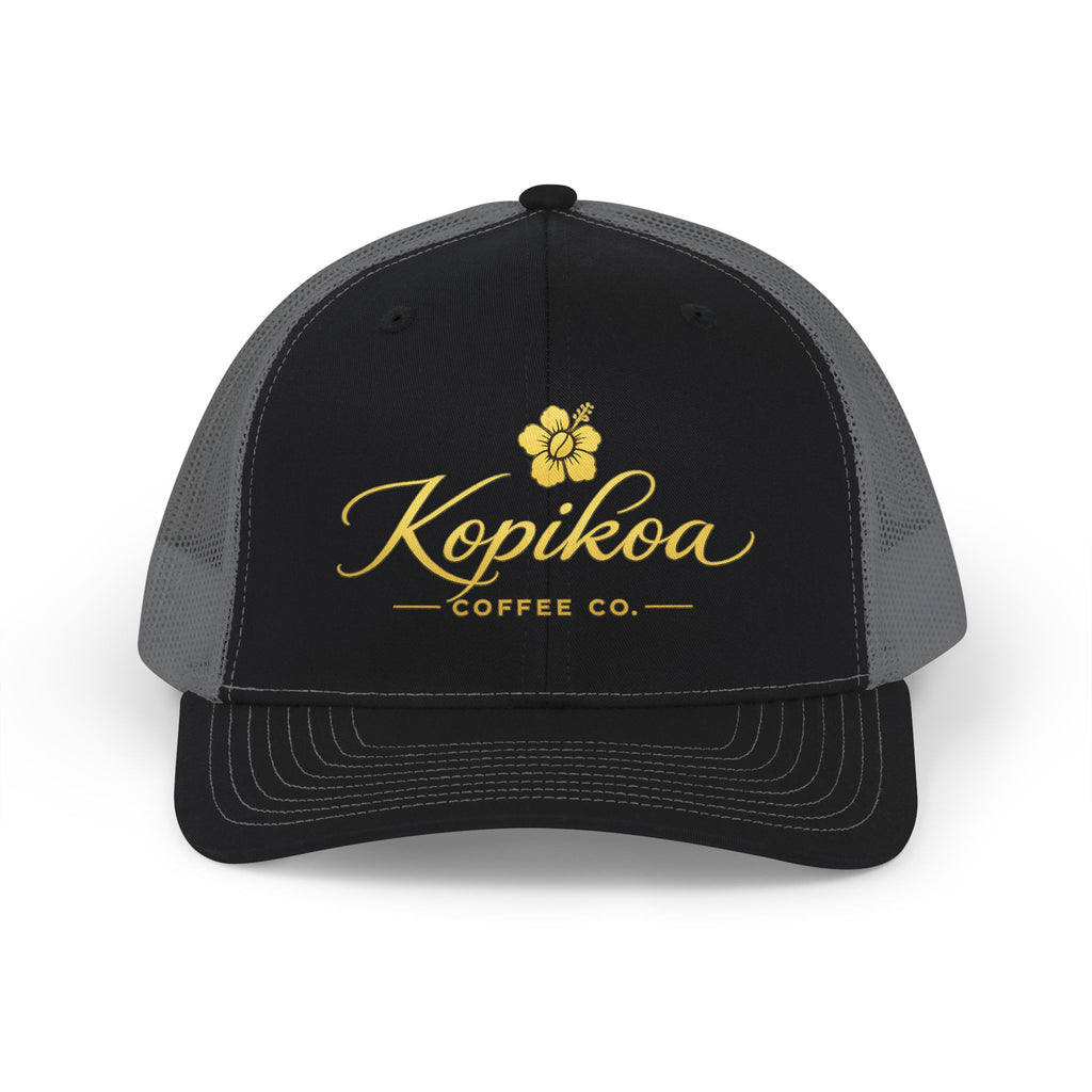 Kopikoa Coffee Co. Embroidered Trucker Hat — Vintage Floral Snapback