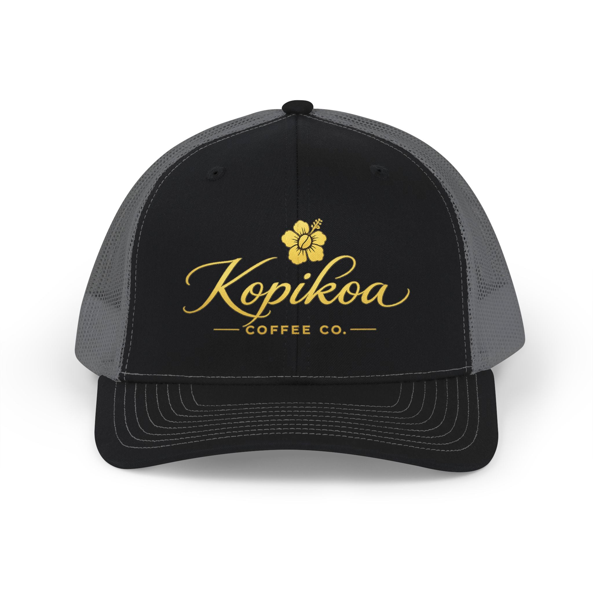 Kopikoa Coffee Co. Embroidered Trucker Hat — Vintage Floral Snapback