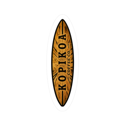 Kopikoa Surfboard Logo Vinyl Sticker — Woodgrain Kiss-Cut Decal
