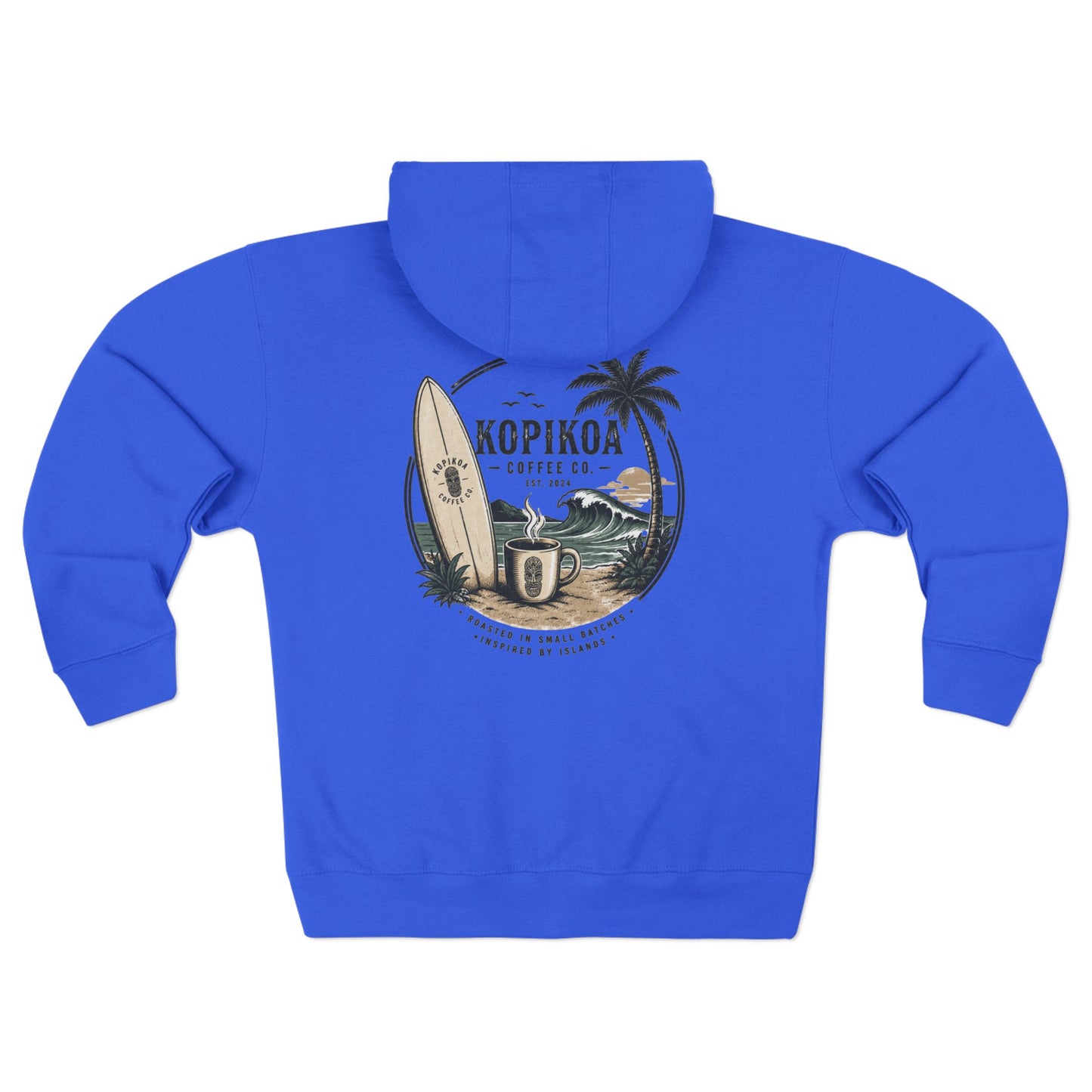 Zip Hoodie — Kopikoa Surf & Sip Coffee Co. Vintage Surfboard Design