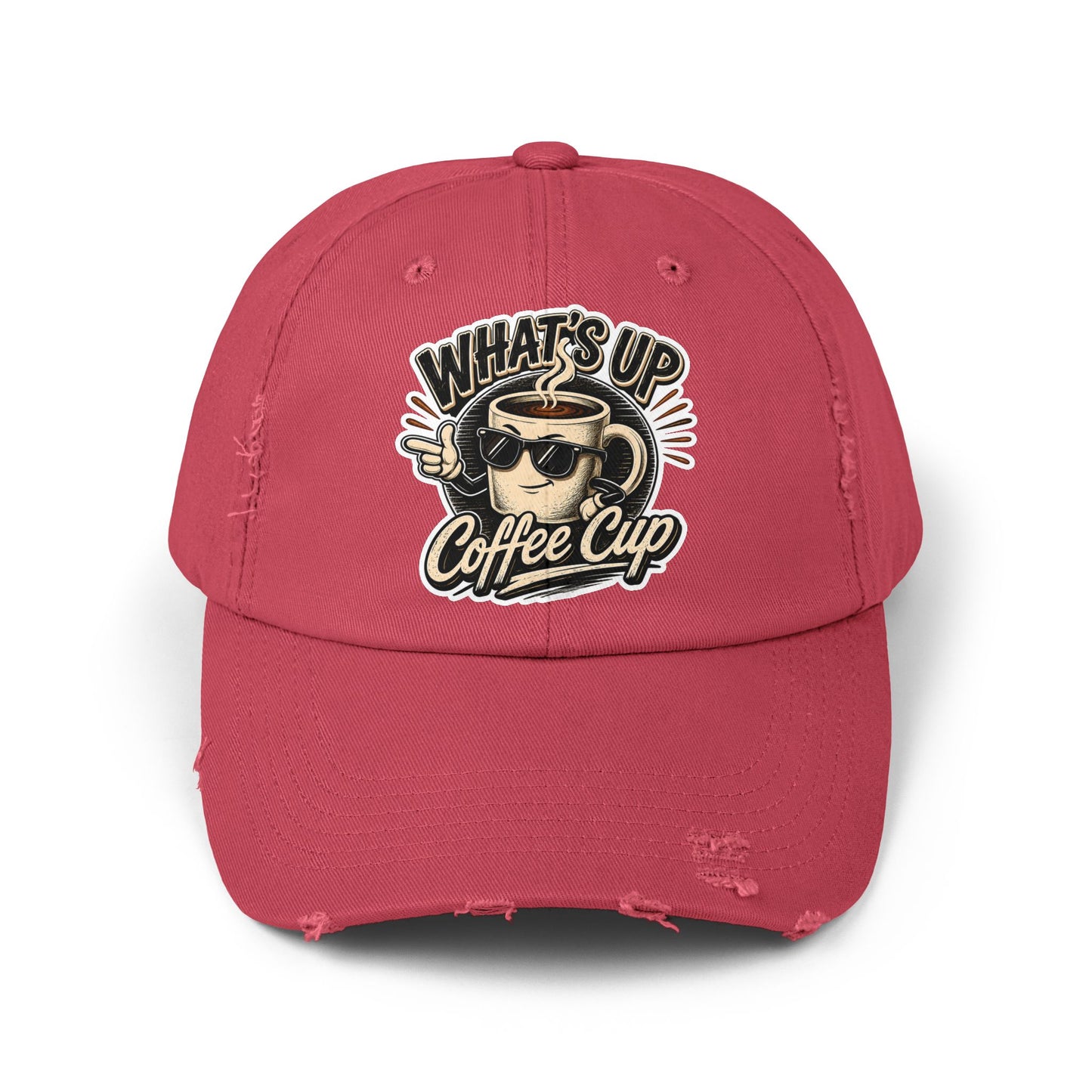 Kopikoa "What's Up Coffee Cup" Distressed Cap — Vintage Coffee Hat