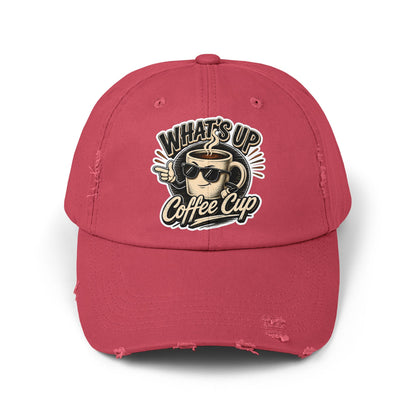 Kopikoa "What's Up Coffee Cup" Distressed Cap — Vintage Coffee Hat