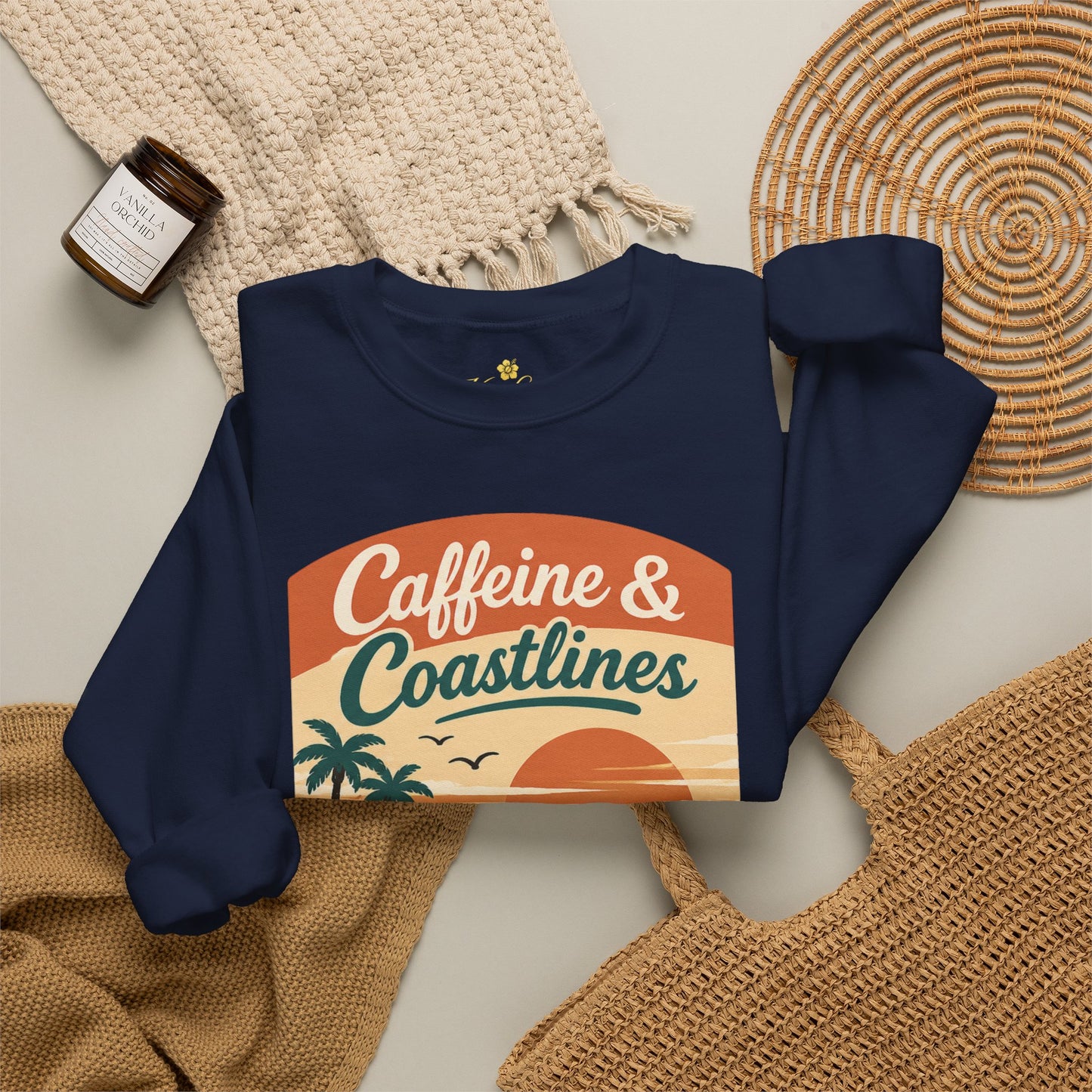 Kopikoa Caffeine and Coastlines – Unisex Crewneck Sweatshirt