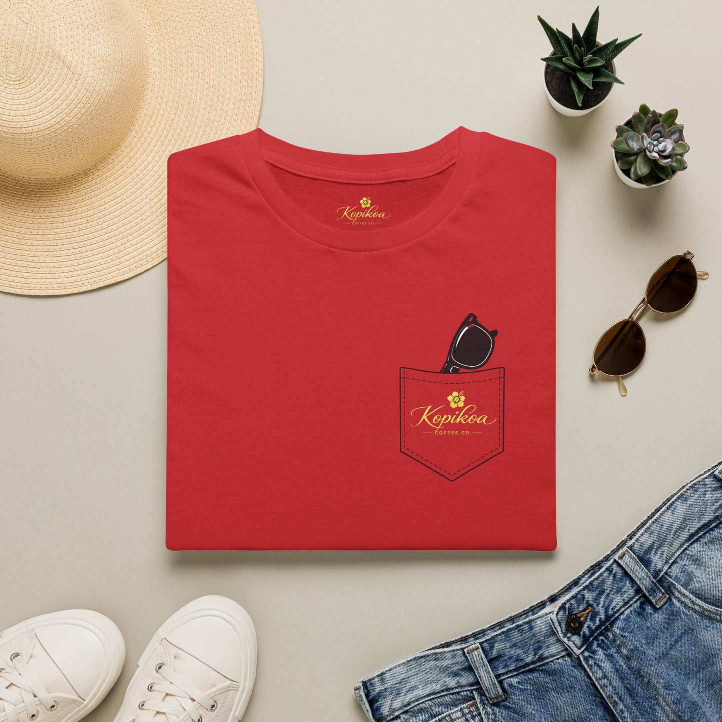 Kopikoa What's Up Coffee Cup – Unisex Pocket T-Shirt