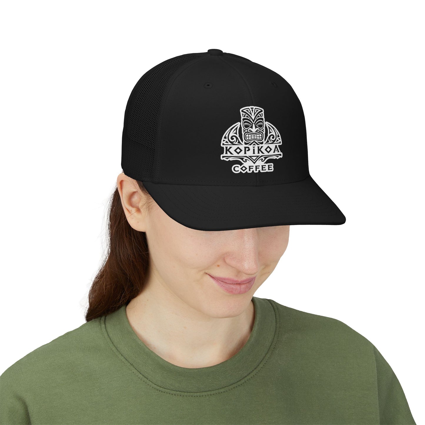 Kopikoa Tiki Logo Embroidered Trucker Cap — Snapback Hat