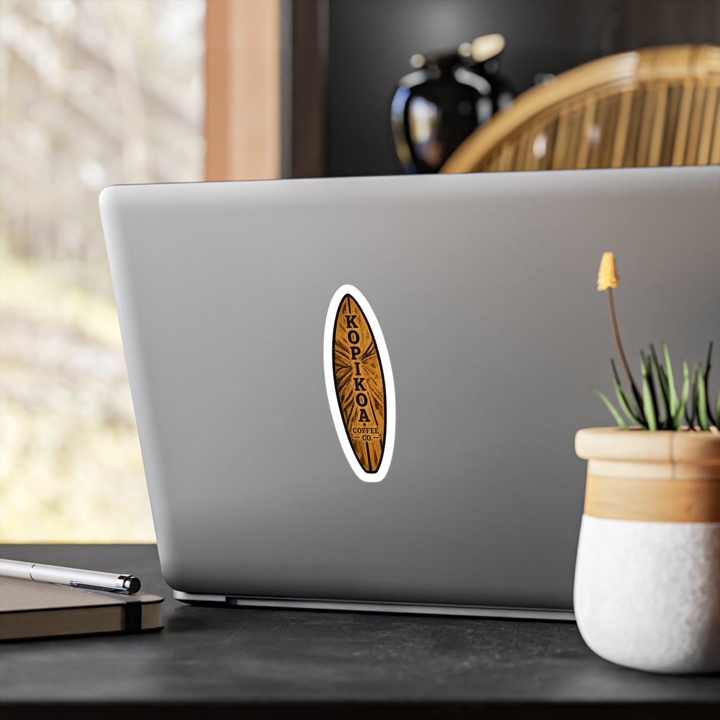 Kopikoa Surfboard Coffee Vinyl Sticker — Kiss-Cut Decal