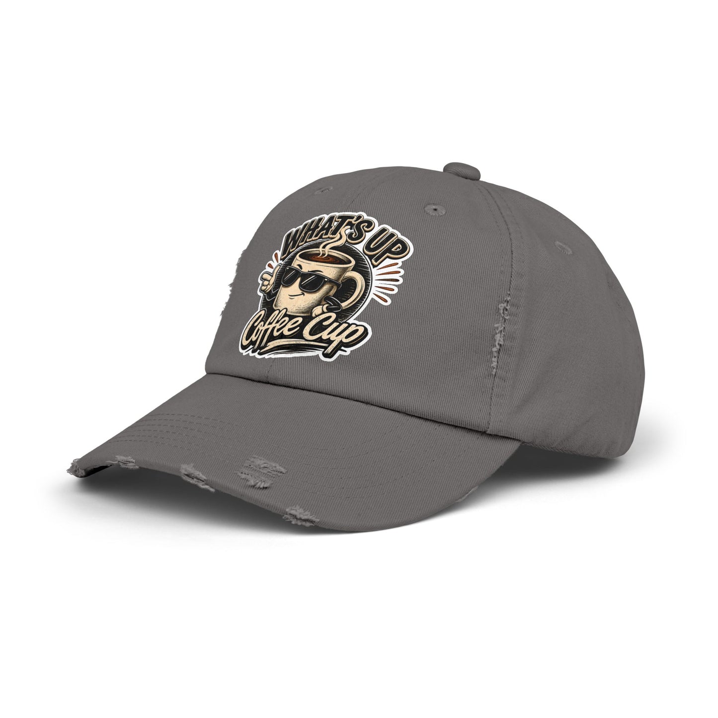 Kopikoa "What's Up Coffee Cup" Distressed Cap — Vintage Coffee Hat