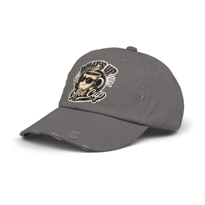 Kopikoa "What's Up Coffee Cup" Distressed Cap — Vintage Coffee Hat
