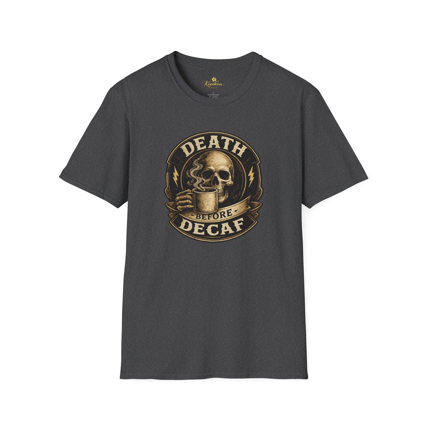 Kopikoa Death Before Decaf – Unisex T-Shirt