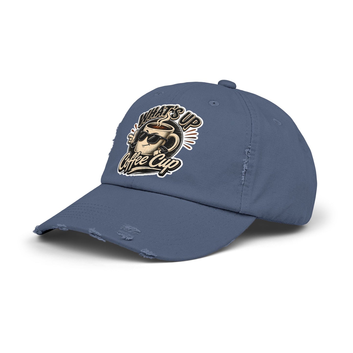 Kopikoa "What's Up Coffee Cup" Distressed Cap — Vintage Coffee Hat