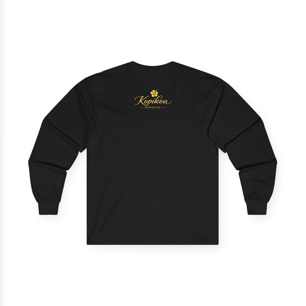 Long Sleeve Tee — "A Hug in a Mug" Cute Coffee Mug Graphic