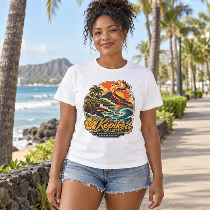 Vintage Hawaiian Surf & Coffee 'Kopikoa' Paradise Graphic Tee