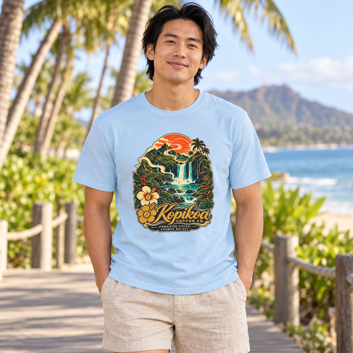 Kopikoa Waterfall Hawaii T-Shirt — Tropical Vintage Island Tee