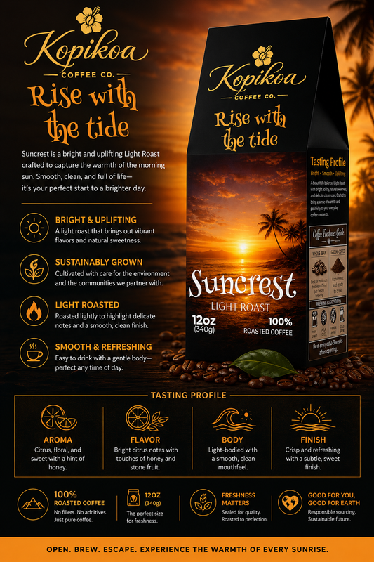 Kopikoa Suncrest – Light Roast Coffee | Ethiopian, Mexican & Brazilian Blend