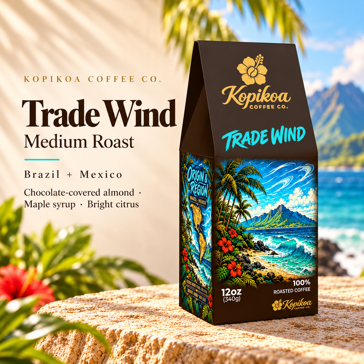 Kopikoa Trade Wind – Medium Roast Coffee | Brazil & Mexico Blend